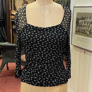 Lynn Ritchie Black w/ White Polka Dots Top Medium